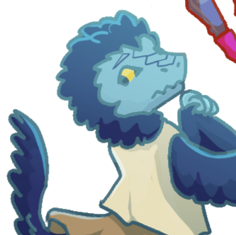 Haven, a blue anthro archaeopteryx